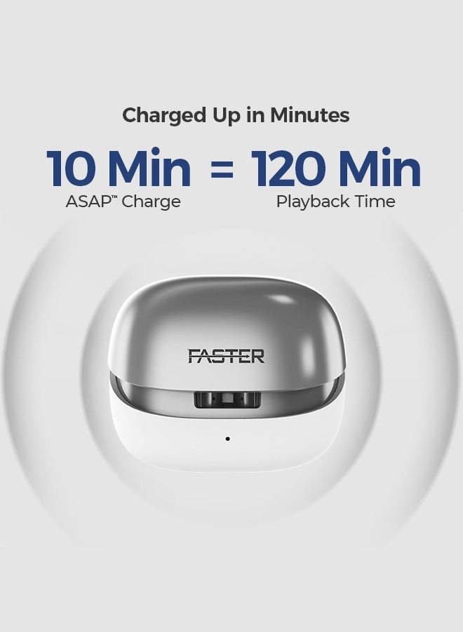 Faster Valor Wireless Earbuds with Active Noise Cancellation (ANC) - 6 Hours Playtime with Bluetooth 5.3 - HiFi Stereo Sound Airpods - Gaming Bluetooth Earphones with Ultra-Low Latency - Deep Bass, IPX4 Water Resistant - For Exercise, Gym - Compatible with iPhone & Android (Silver) - Image 5